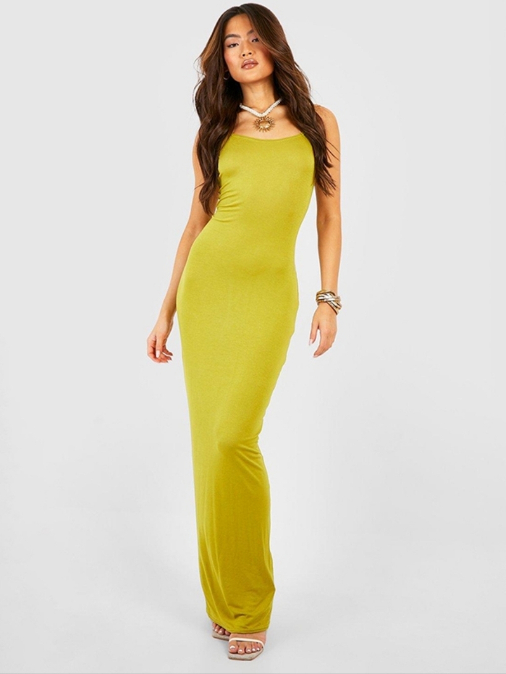 Sleek Green Maxi Slip Dress